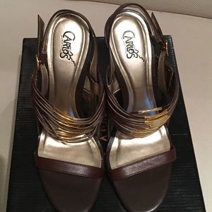 Carlos Santana - Brown & gold metal sandal